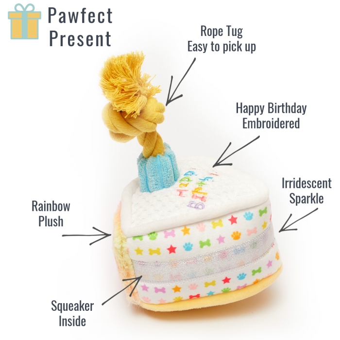 Rainbow Sparkle Dog Happy Birthday Cake