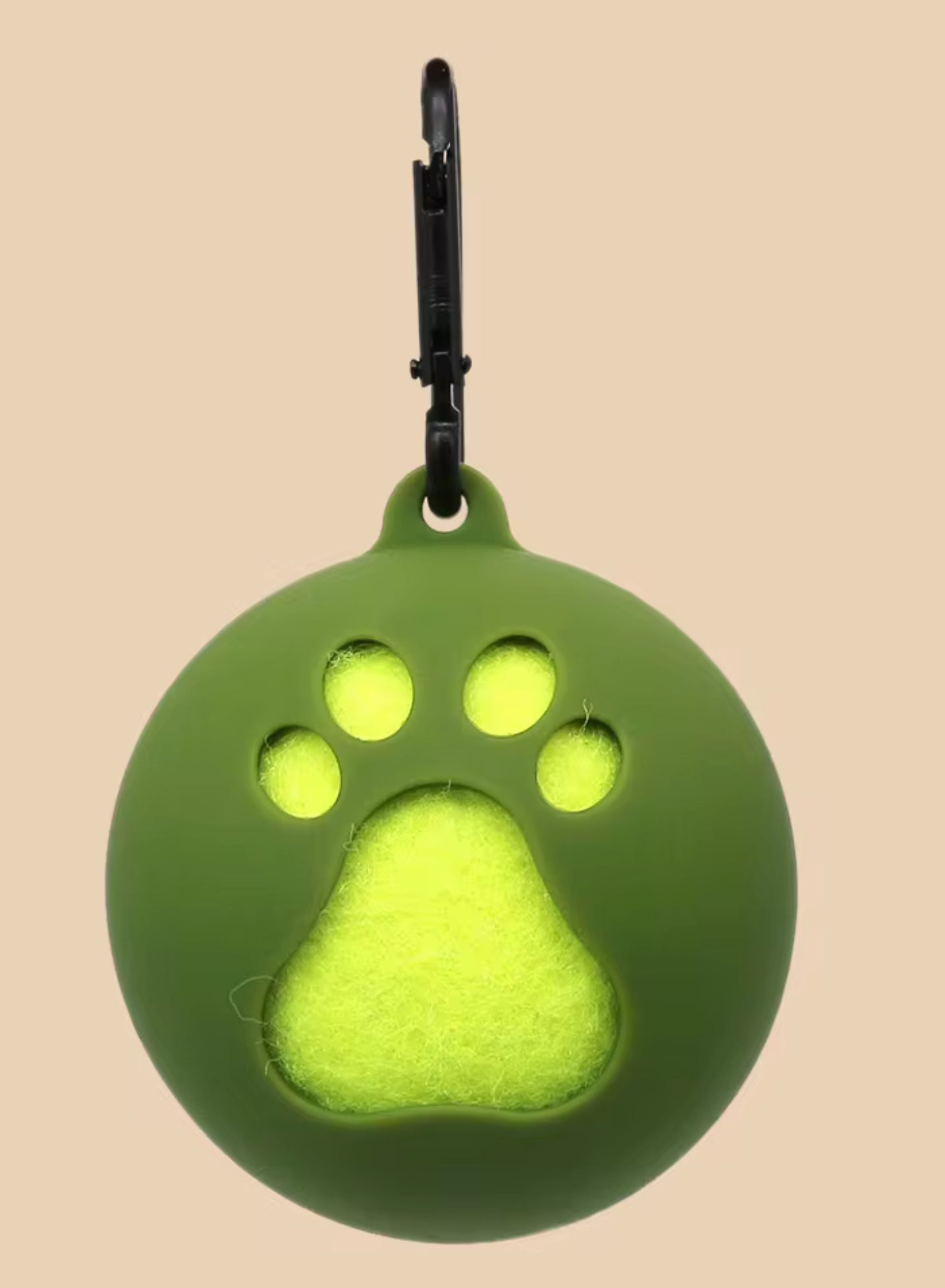 Silicone Tennis Ball Holder with Clip & Paw Print Design