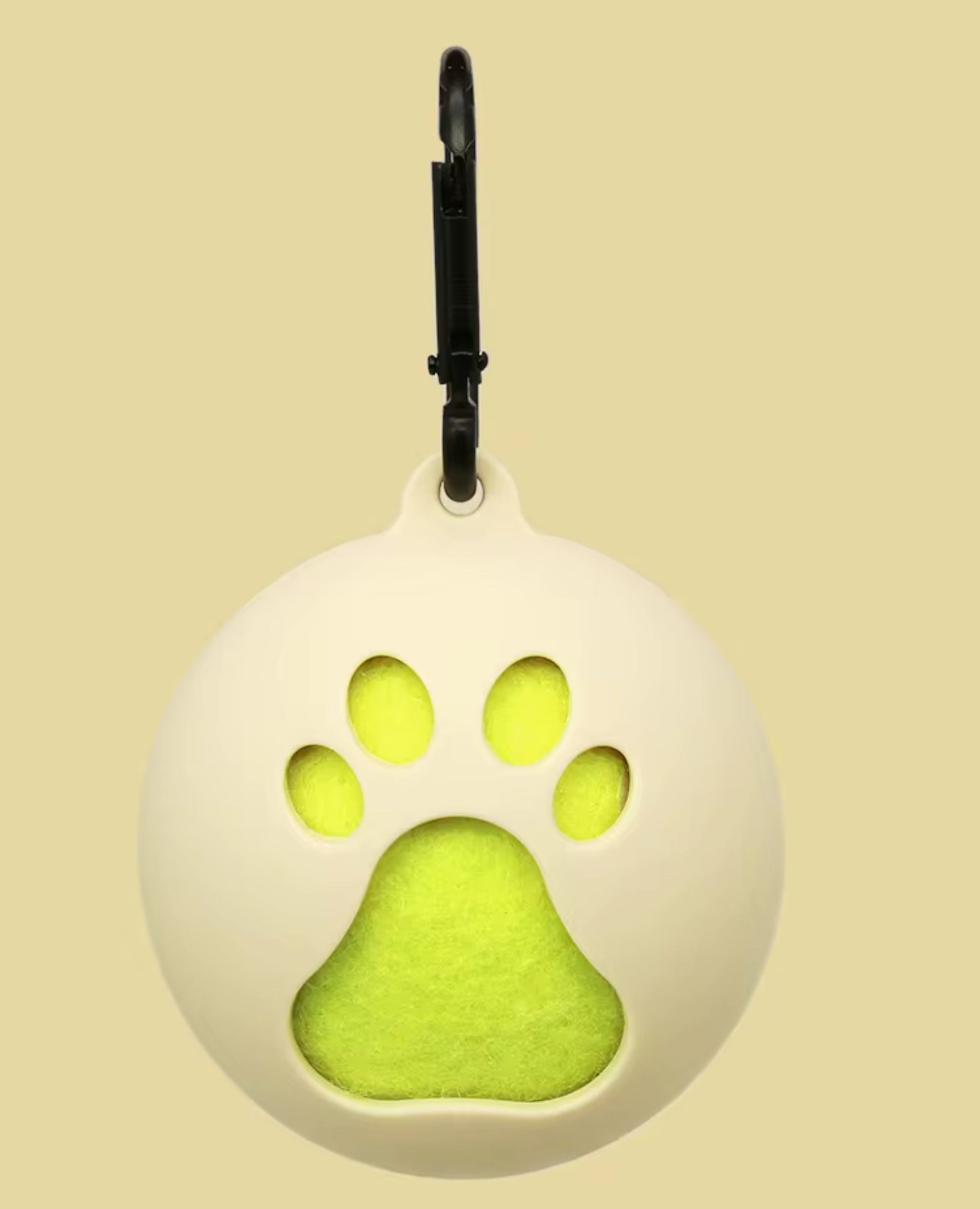Silicone Tennis Ball Holder with Clip & Paw Print Design