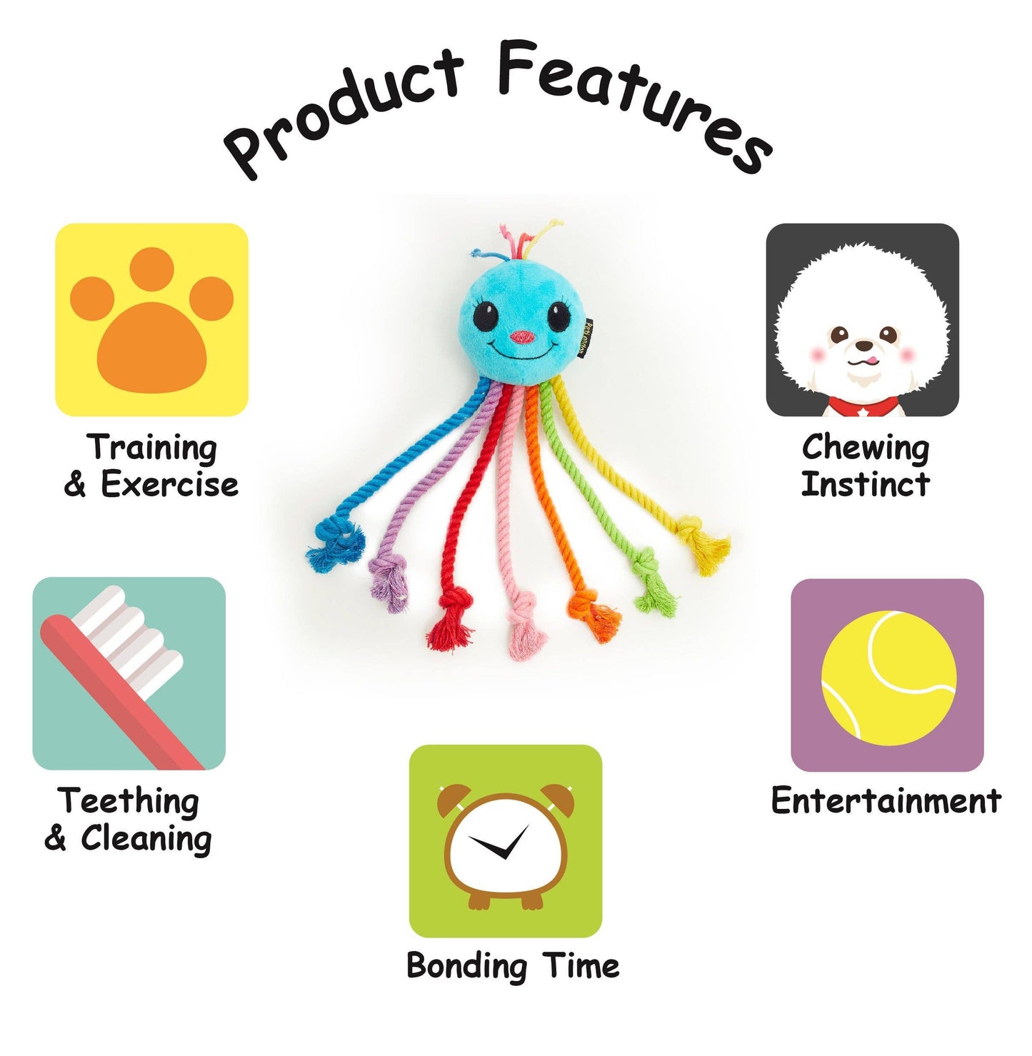 Rainbow Octopus Dog Toy
