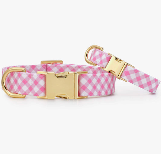 Foggy Dog Hot Pink Gingham Dog Collar