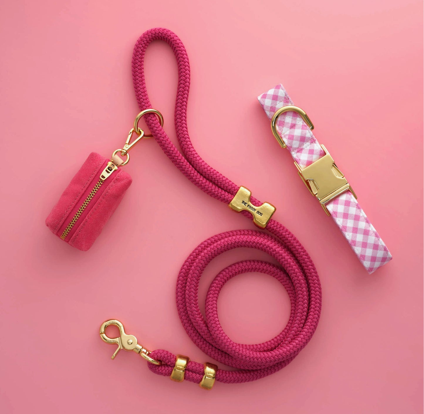 Foggy Dog Hot Pink Gingham Dog Collar